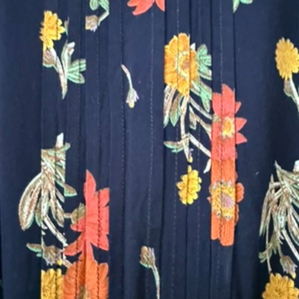 ASOS Navy Dandylion Floral Fit & Flare Dress w/ Belt | US 4 (EU 36 / UK 8) - Picture 4 of 6